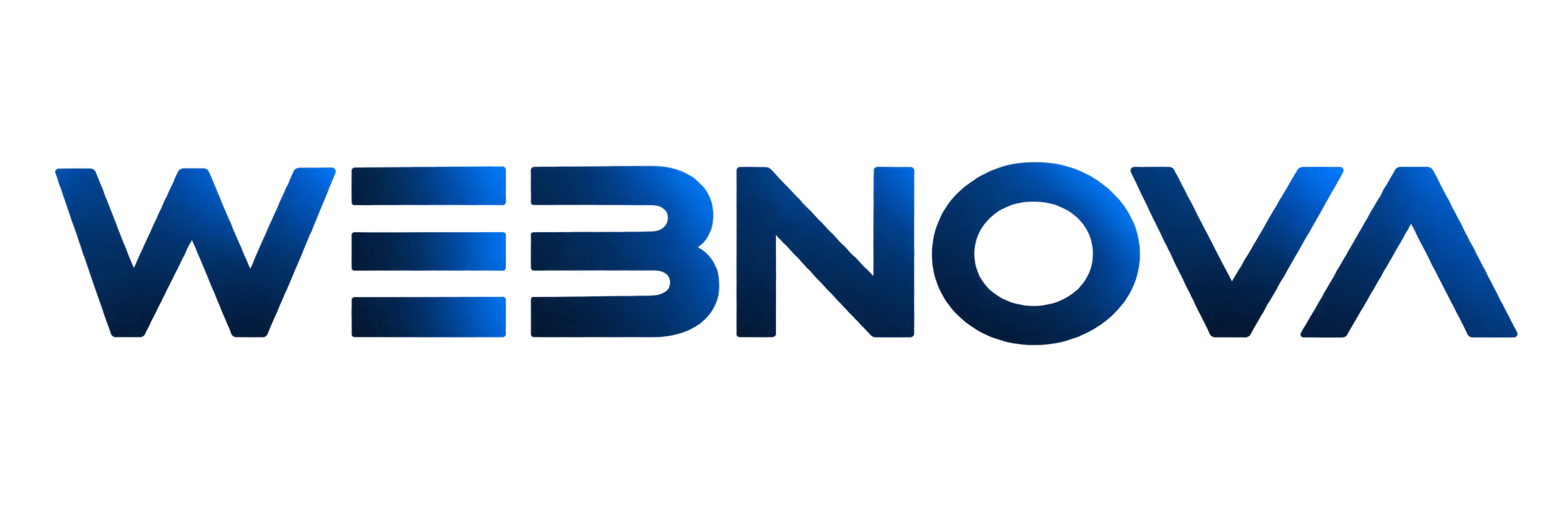 Metallic silver Webnova logo on transparent background
