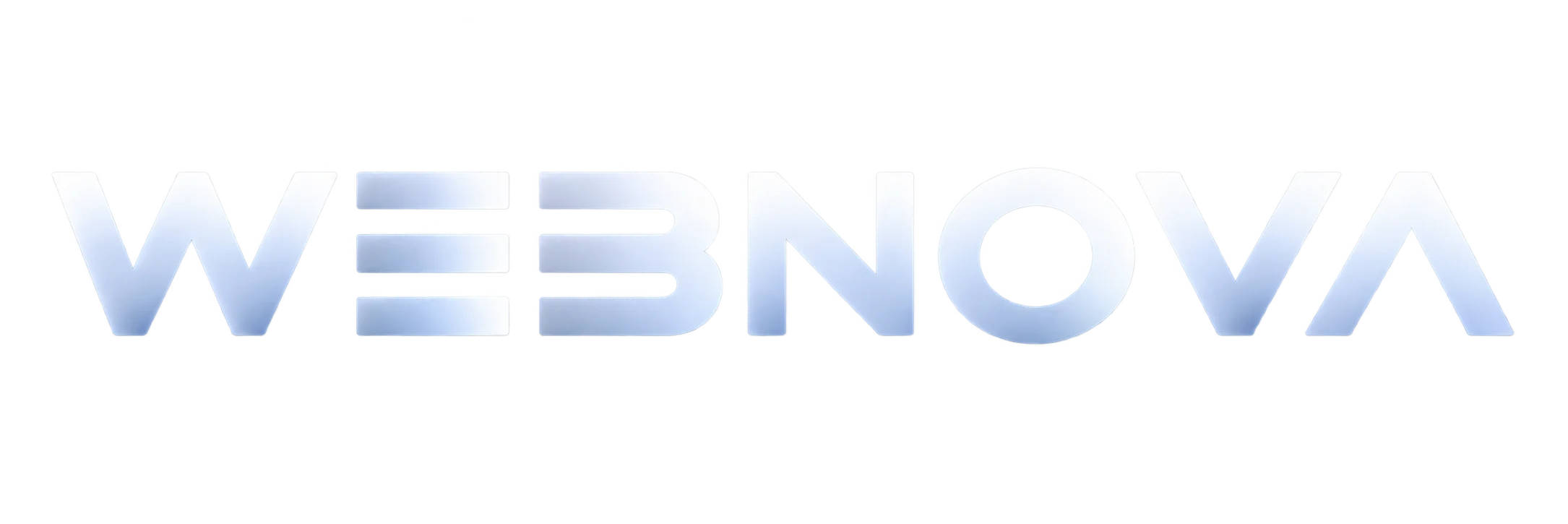 Metallic silver Webnova logo on transparent background